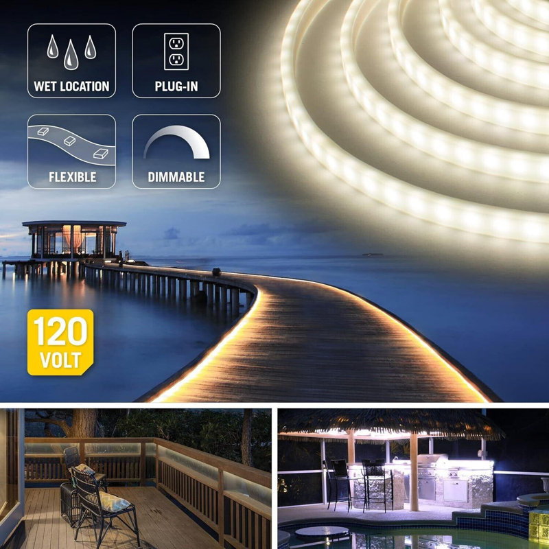 Outdoor 300 - Bulb 198'' Plug-In LED Rope String Light
