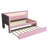 Twin Upholstered Platform Bed with Trundle, LED Lights, USB Charging Ports, Linen Headboard, No Box Spring Needed, Pink-129028728