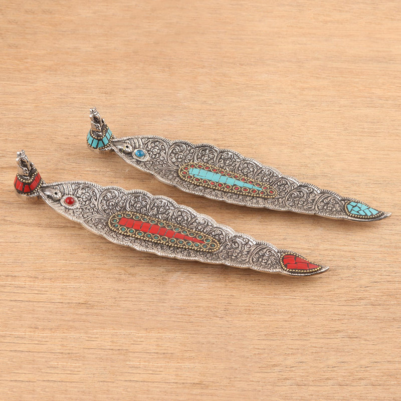 Porte-encens en aluminium fabriqué à la main Novica Ganeshas Glory (paire)