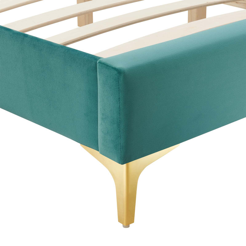 Sutton Performance Velvet Bed Frame, Teal Plainweave, Queen