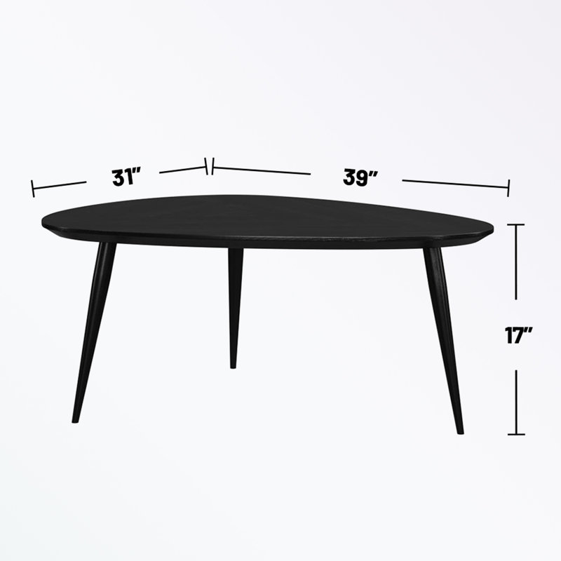 Triangular Wood Coffee Table with 3 sturdy legs