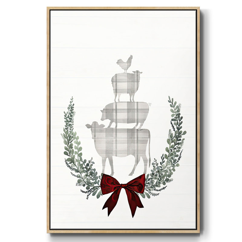 Yuletide Animals II, toile tendue avec châssis, H 25 po x l 17 po x P 1,5 po, Cadre naturel flottant