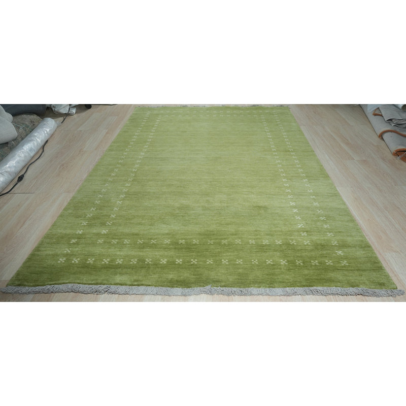 Tapis olive en laine fait à la main Northome, Rectangle 6 pi x 9 pi