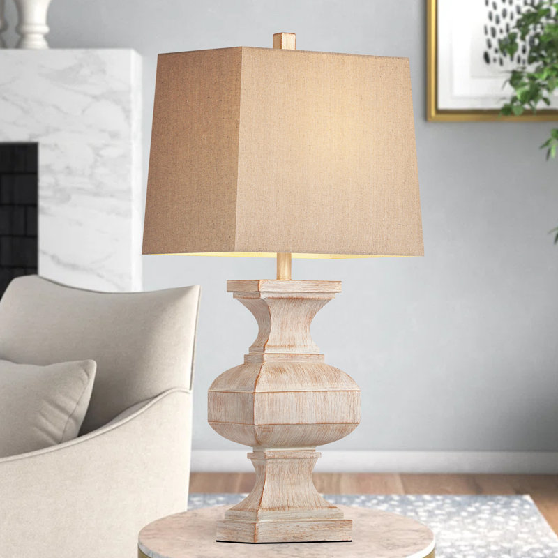  33'' Large Retro Resin Table Lamp, Rustic End Lamp for Living Room Deco