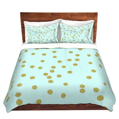 Ensembles de housse de couette DiaNoche en microfibre par Tina Lavoie - Confetti rond turquoise pâle