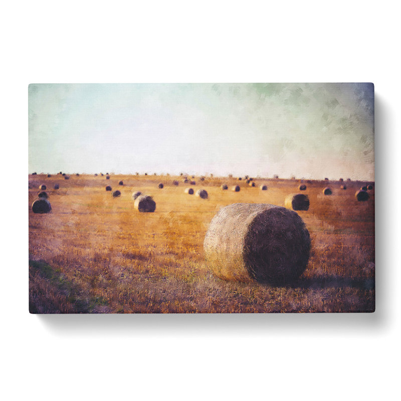 Hay Bales - Wrapped Canvas, 50cm H x 76cm W x 3cm D