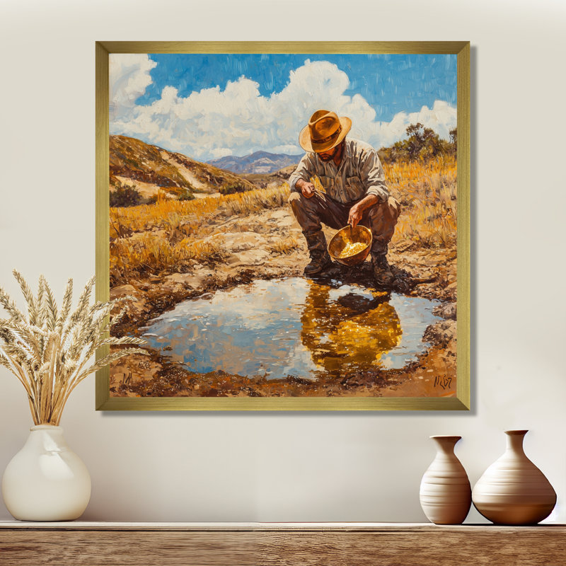 Marlenis USA California Gold Rush Cowboy II - États-Unis, art mural, H 36 po x l 36 po, Doré