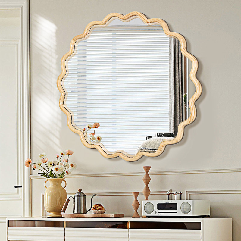 Miroir de salle de bain, 41,71 po x 41,81 po, Bois naturel