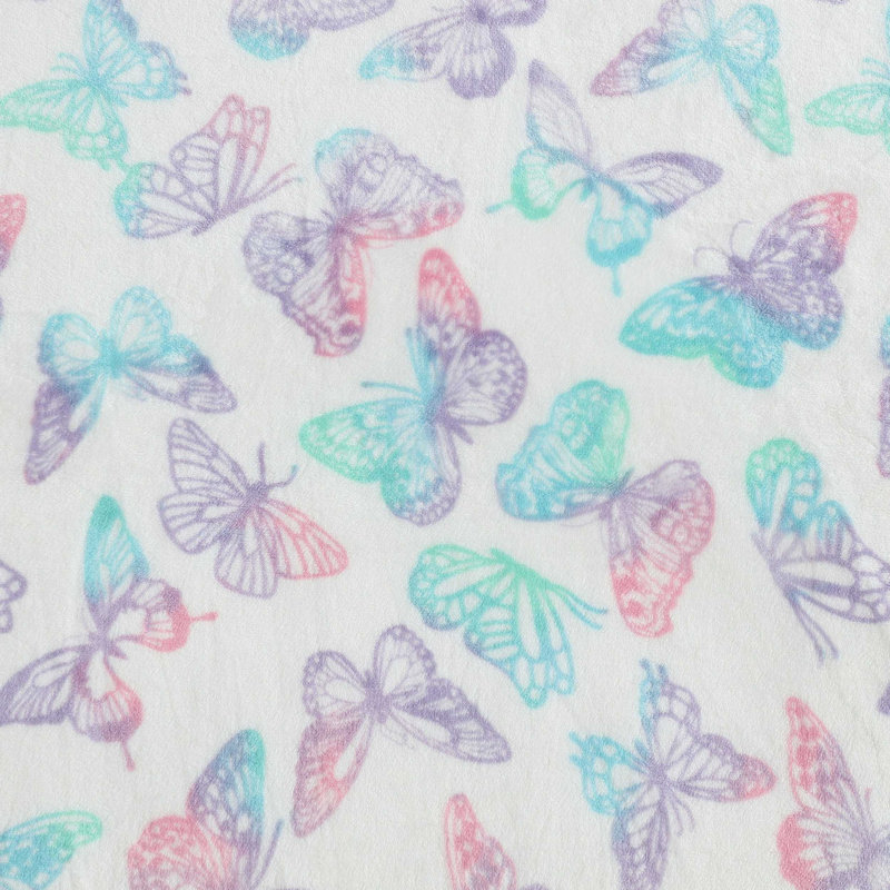 Betsey Johnson Printed Soft Plush Fleece Blankets, Throw, Purple
