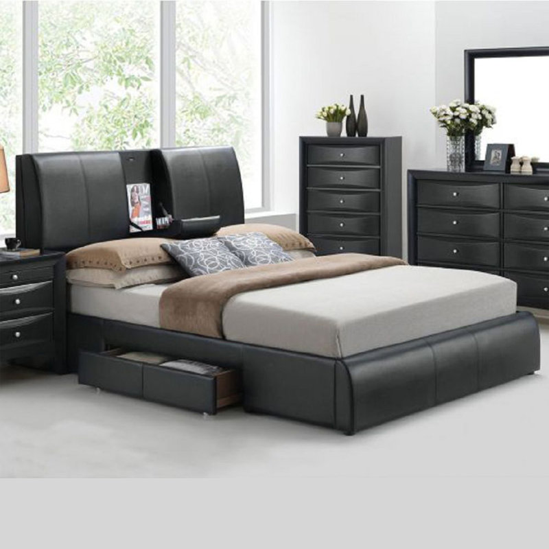 Upholstered Bookcase Storage Bed
