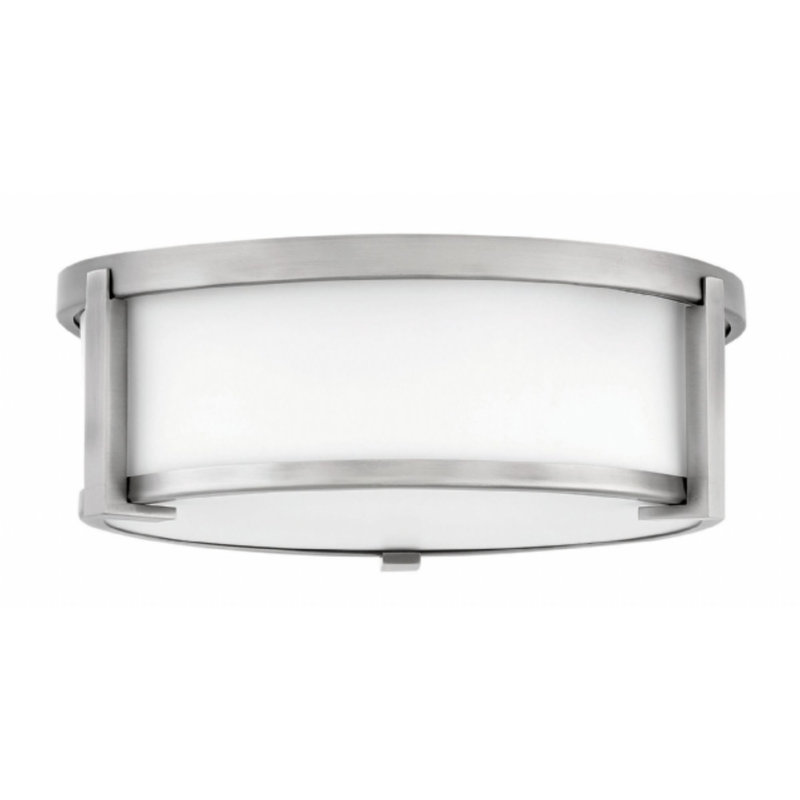 Lowell Modern Flush Mount Ceiling Light, Antique Nickel, 4.75" H x 13.25" W x 13.25" D
