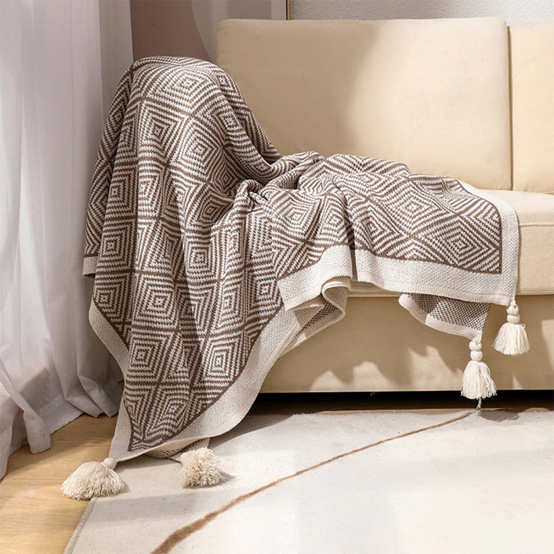 Knitted Throw Blanket, Taupe