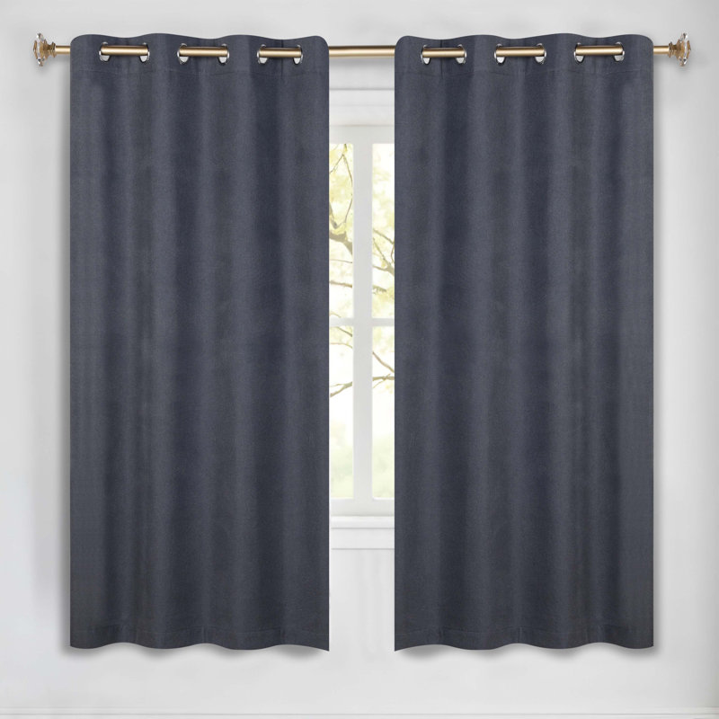 Solid 100% Room Darkening Machine Washable Curtain Panels, Set of 2, Charcoal, 52" W x 63" L