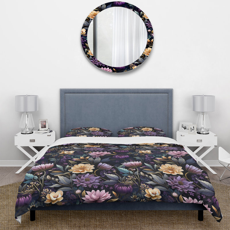 Ensemble de housse de couette floral en polyester microfibre Deep Emerald, Housse de couette pour très grand lit et 2 très