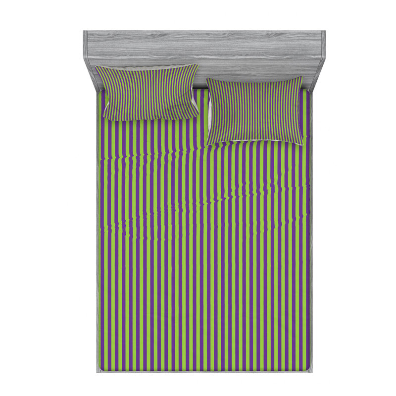 Ensemble de draps 50S, Ensemble de draps pour lit double avec un drap-hou, 50S Bold Unusual Striped