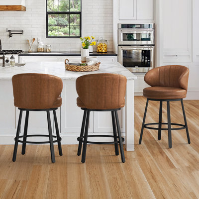 Matisse 26'' Swivel Bar Stools with Metal Legs and Footrest