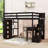 6 Drawers Twin Loft Bed With Desk, Shelves, Storage Staircase And Safety Guardrails-1507360107