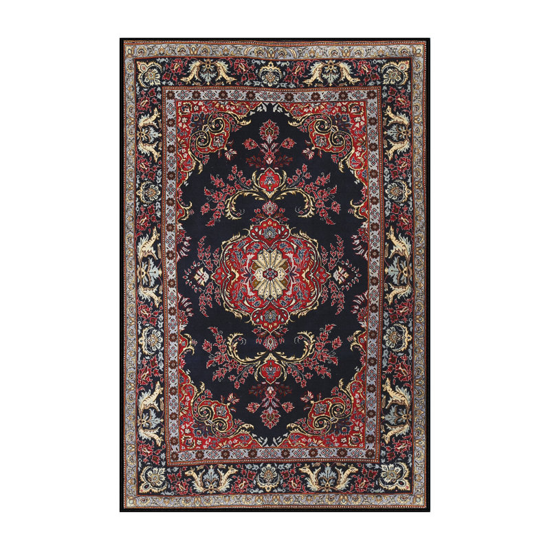 Tapis noir/brun traditionnel Qureshi, Rectangle 3 pi x 5 pi