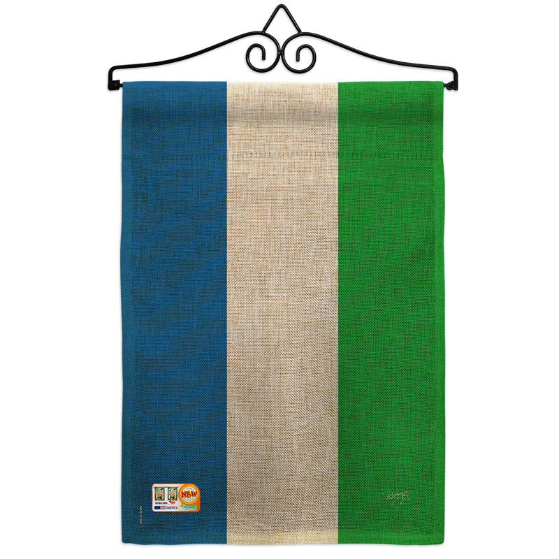 En toile jute 2 côtés de 19 à 13 po sierra leone drapeau de jardin