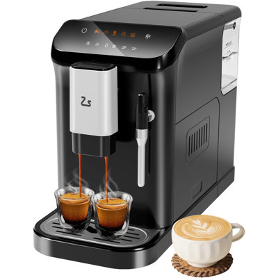 Fully Automatic Espresso Machine with Grinder, 20 Bar Coffee Machine with Built-in Grinder, Auto-Cleaning with Hot Water Function, 1.5l Water Tank for Latte, Cappuccino (NO Milk Frother)