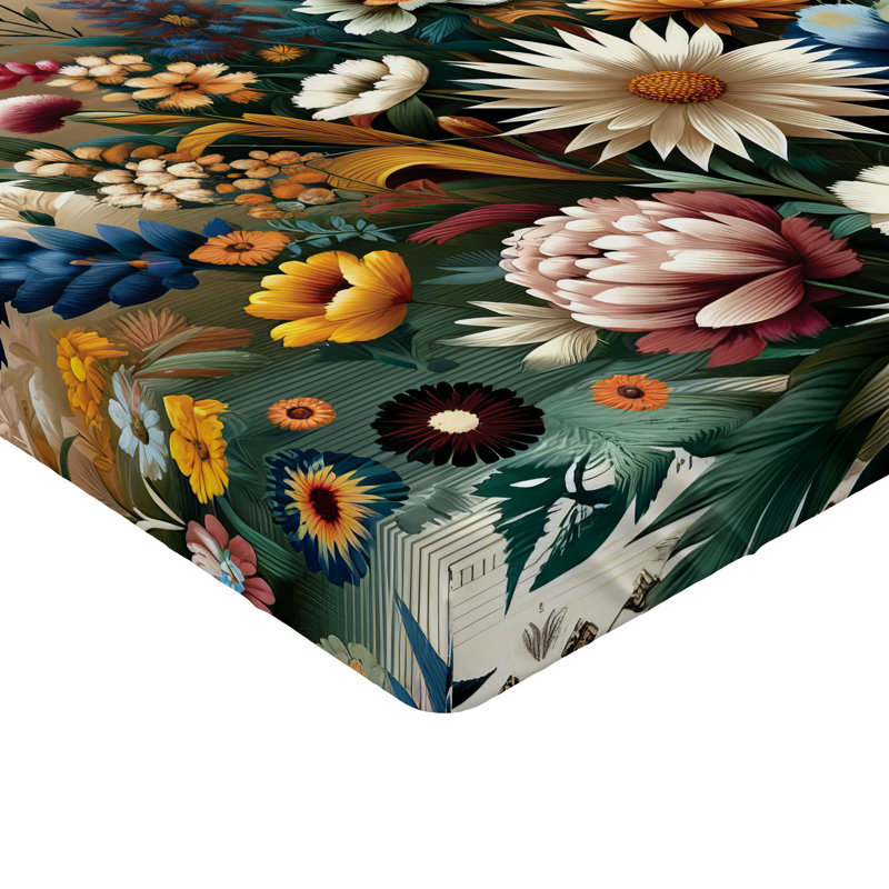 Microfiber Floral Fitted Sheet, King Fitted Sheet