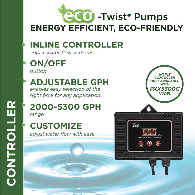 5300GPH Black and Red Ceramic Pond Pump with Controller
