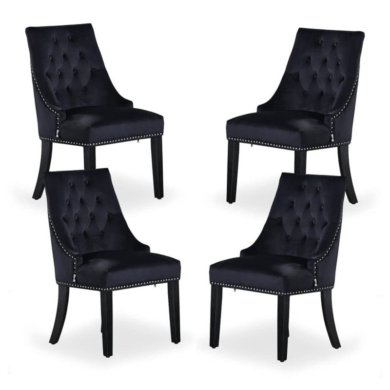 Scott Upholstered Dining Chair, 4, Black