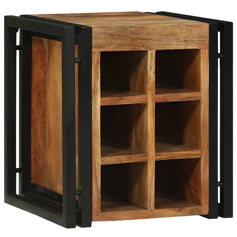Solid Wood Open Shelving Wine Bottle Rack, Natural Oak