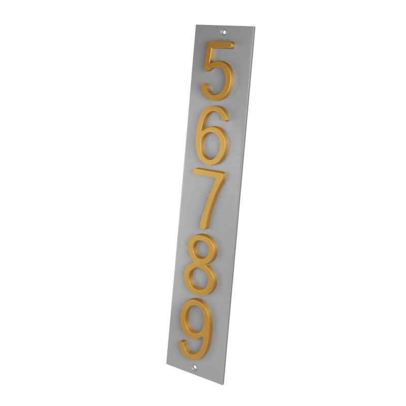 Plaque d'adresse verticale Amgo, Doré, Gris, Oui