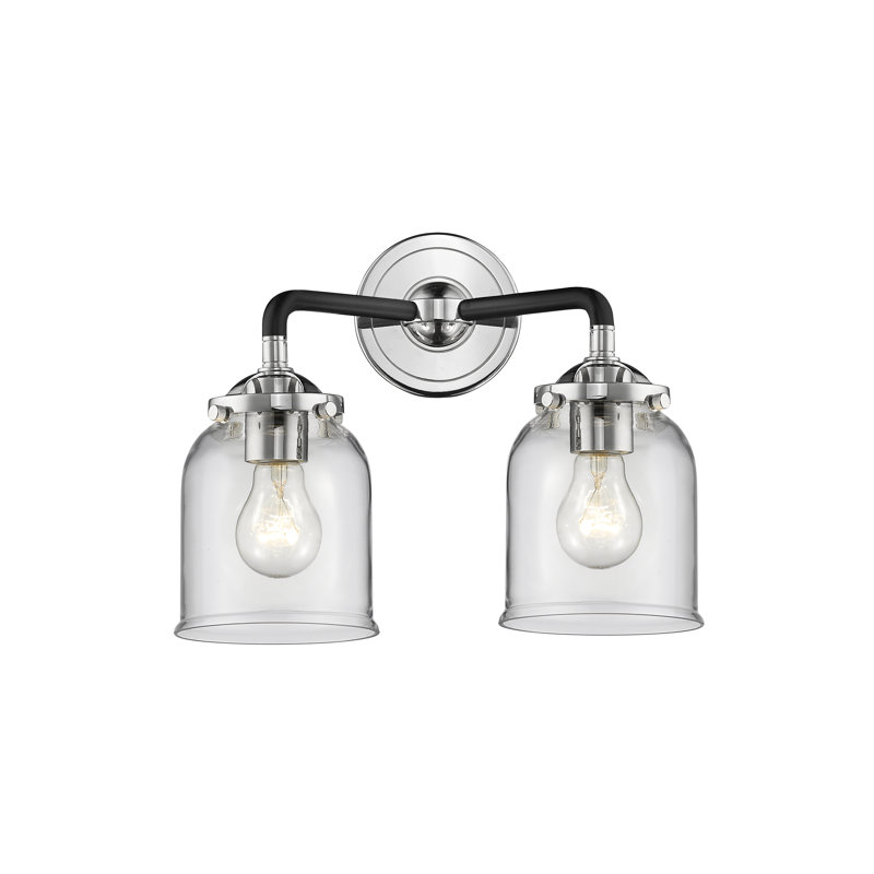 Éclairage pour meuble-lavabo 2 lumières bell Bonomo, Incandescent, Transparent, Nickel poli noir