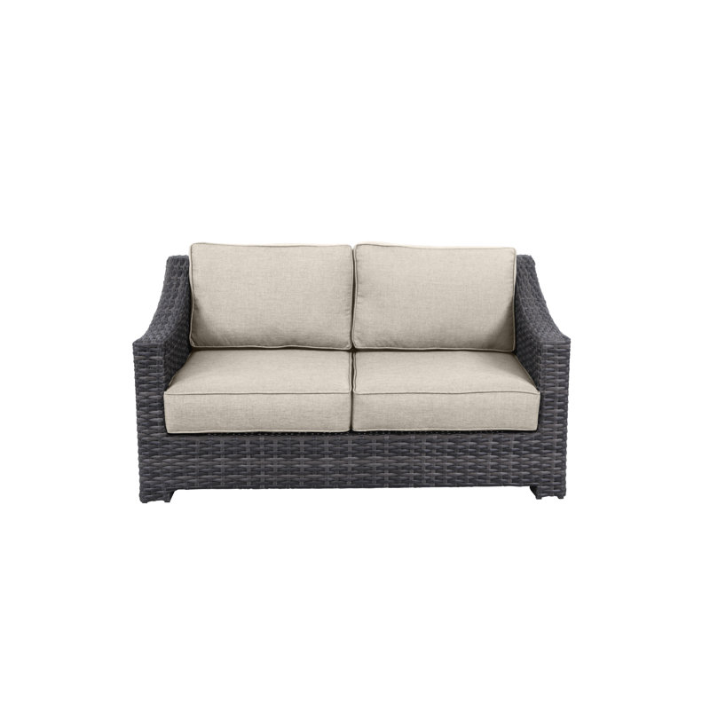 Donley 62'' Wide Wicker Loveseat with Cushions, Light Beige