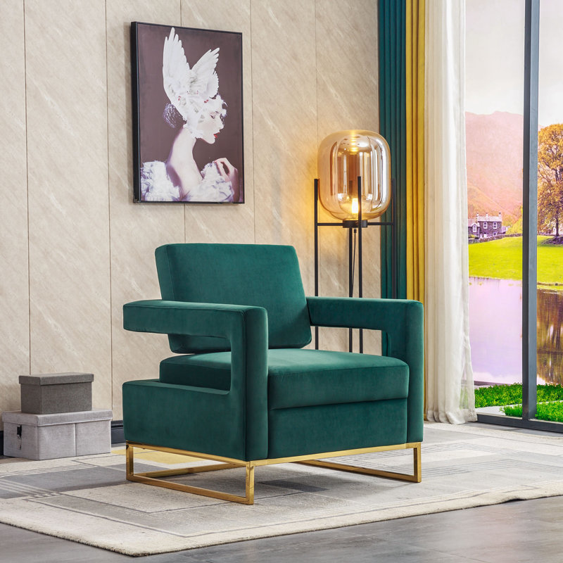 Teagann Upholstered Armchair, Green Velvet