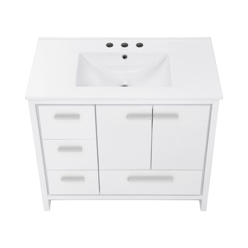 Virage 36 Freestanding, Bathroom Vanity, White, White, 3