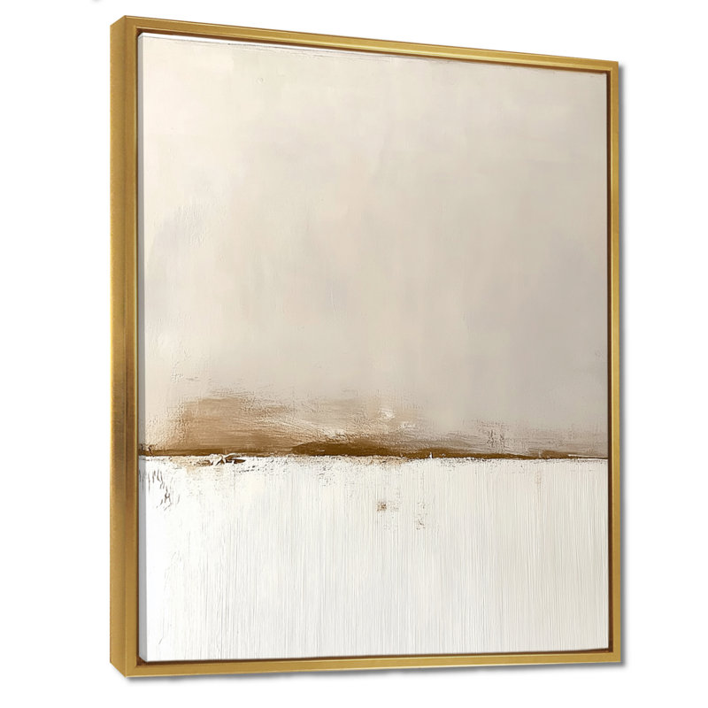 Abstrait de lignes d'ombre blanches dorées - impressions sur toile minimalistes, art mural doré minimaliste, Cadre flottant