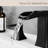 3 Hole Bathroom Tap 8 Inch Widespread, Matte Black With Double Lever Handle And Pop Up Drain For Sink Widespread Basin Faucet, Side