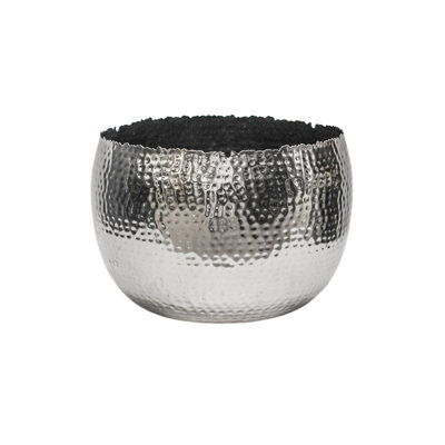 Hammered Metal Indoor Planter Bowl