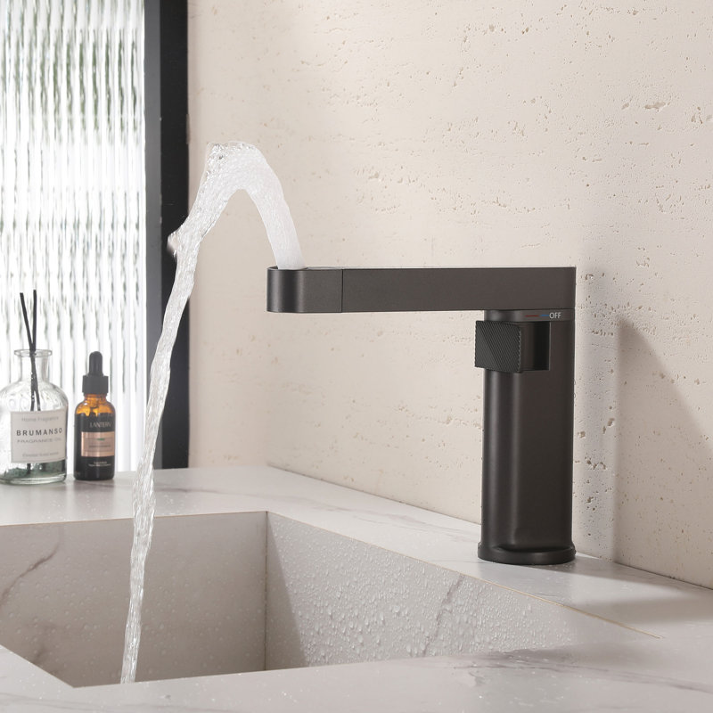 Robinet de salle de bain moderne rétractable 7,2 "avec affichage numérique de la température, Gunmetal Grey