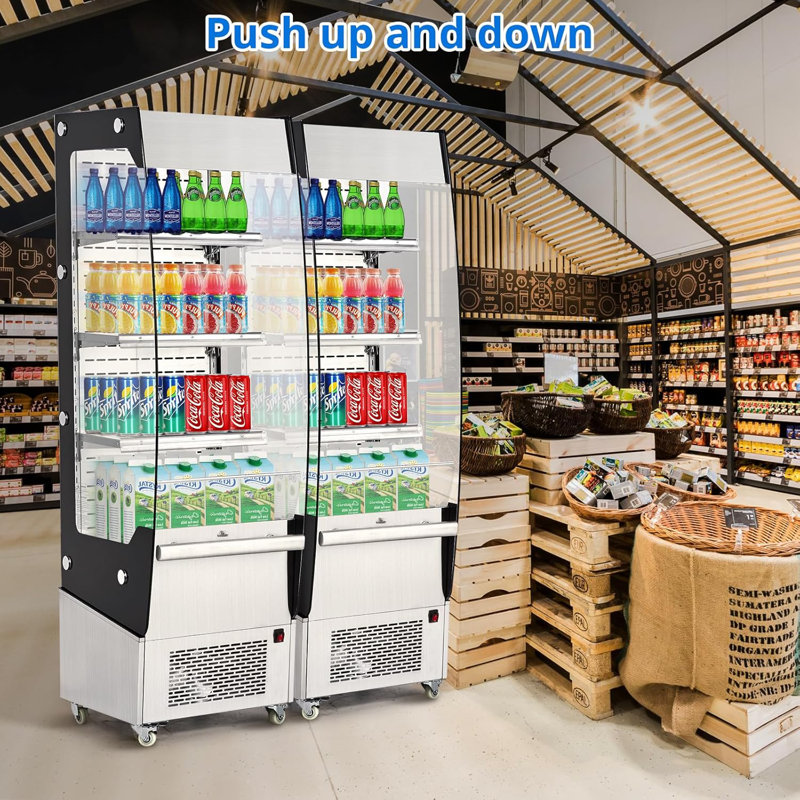 Commercial Cake Display Refrigerator, Double-Layered Glass, 7.8 Cu.FT, Floor Refrigerator with Interior LED, 110V, Professional Kitchen Equipment