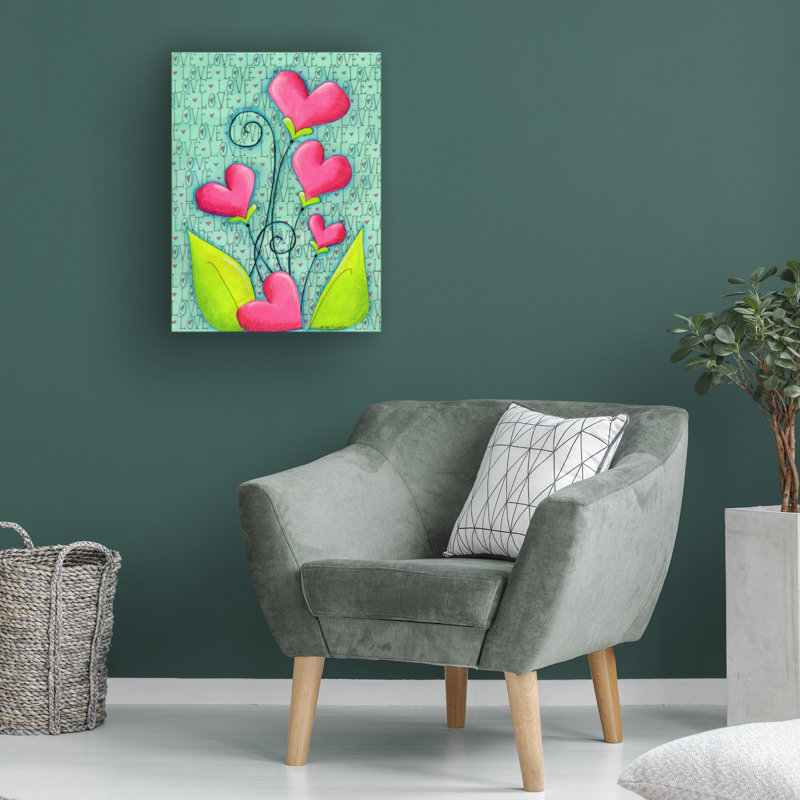 Art mural sur toile tendue - "Bouquet de cœur" par Maureen Lisa Costello pour décor de salon, de chambre à coucher ou de bureau - 35 x 47