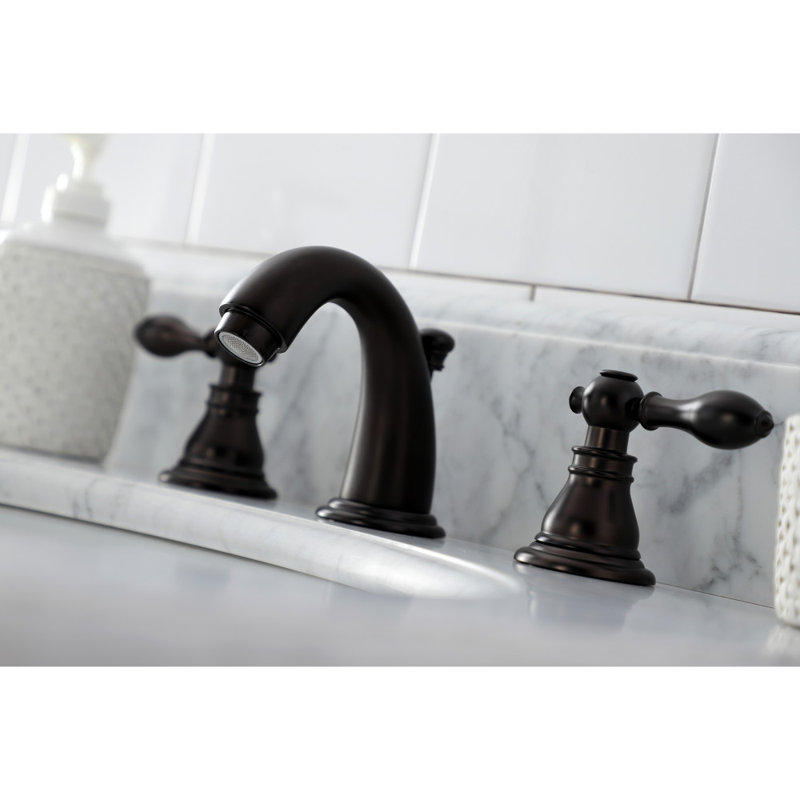 Robinet de salle de bain à large entraxe avec bonde, Bronze huilé
