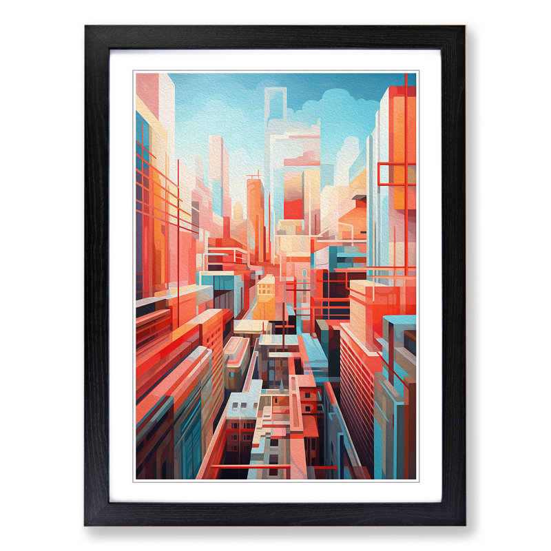 XYZ-FRM-V1223-4312 London Geometric 1 Piece Single Picture Frame Wall Art, 34cm H x 25cm W x 2cm D, Black