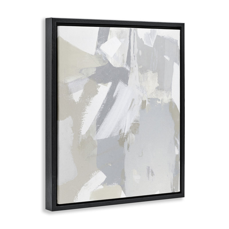 Cadre flottant gris et beige aux tons neutres, design par Rachel Springer, H 21 po x l 17 po, Cadre flottant noir de jais