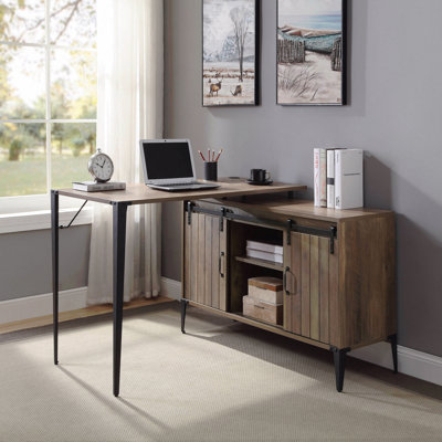 L-Shape Writing Desk with Side Cabinet