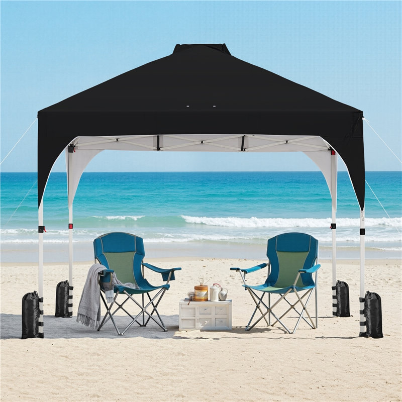 3m x 3m Iron Pop-Up Gazebo, Black