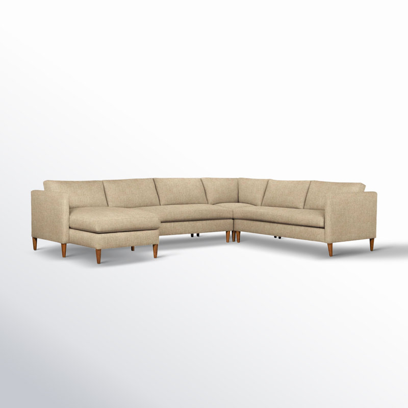 Clifford 4-Piece Upholstered Custom Sectional, Turbo Wheat Basketweave, Left Hand Facing