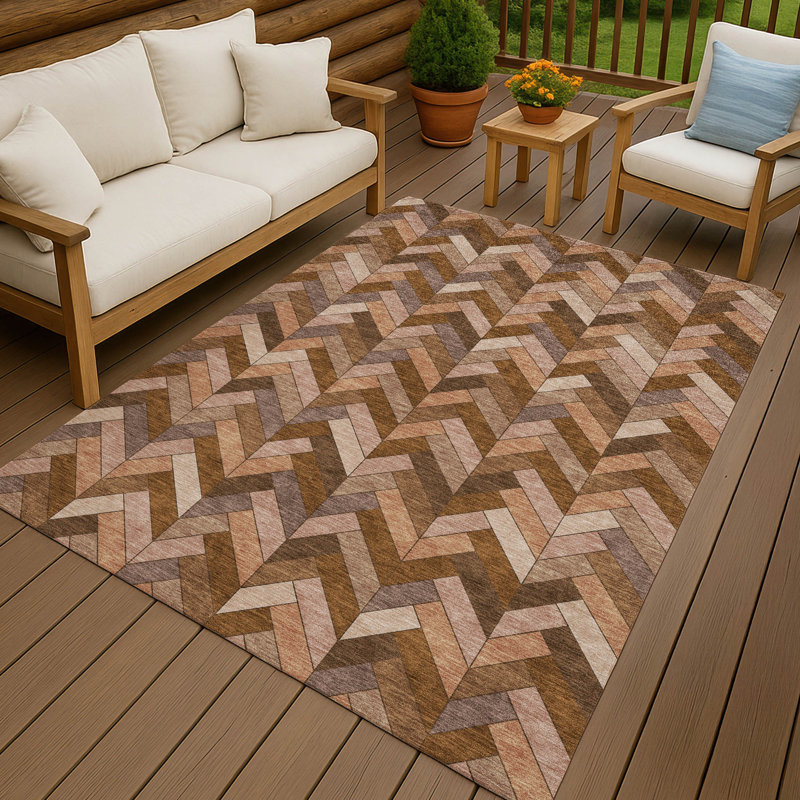 Tapis intérieur / extérieur lavable à la machine Matteson ACN2296, Rectangle 10 pi x 14 pi