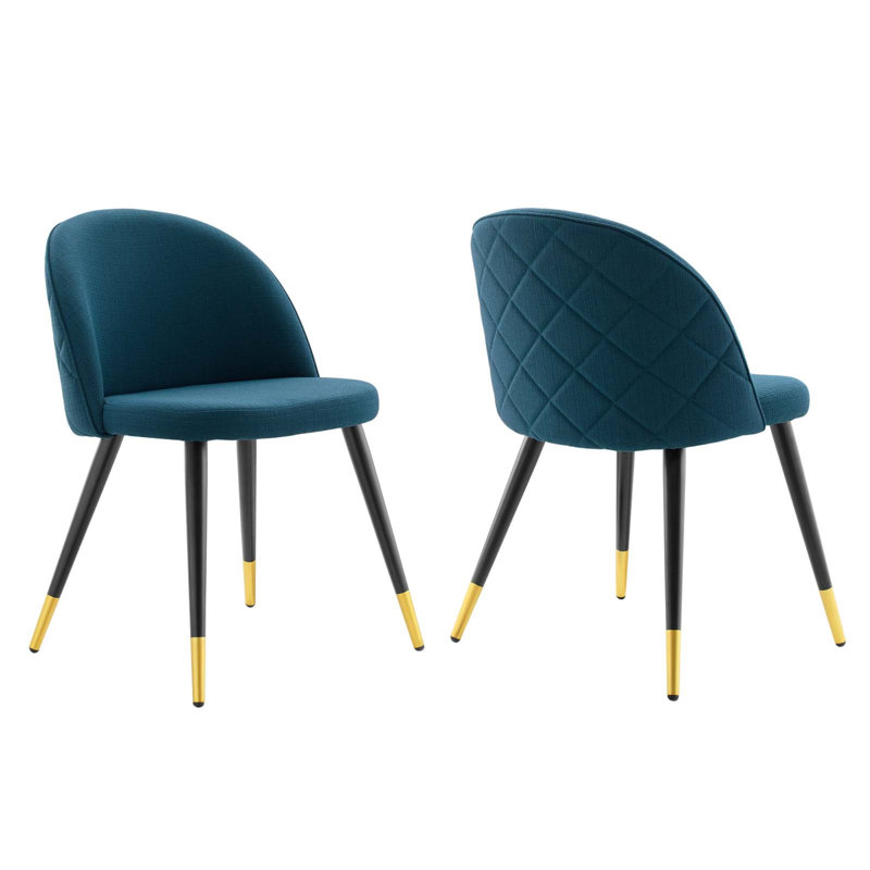 Cordial Fabric Upholstered Dining Chairs - Set of 2, Azure Polyester
