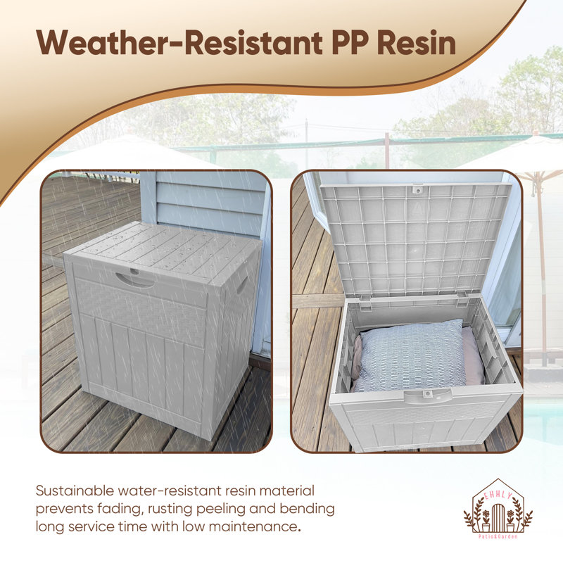 EHHLY 33 Gallon Deck Box, Small Outdoor Storage Box Waterproof, Lockable Secure Package Bin Delivery Box for Outside Front Porch, Delivery Driver Snack Box for Porch
