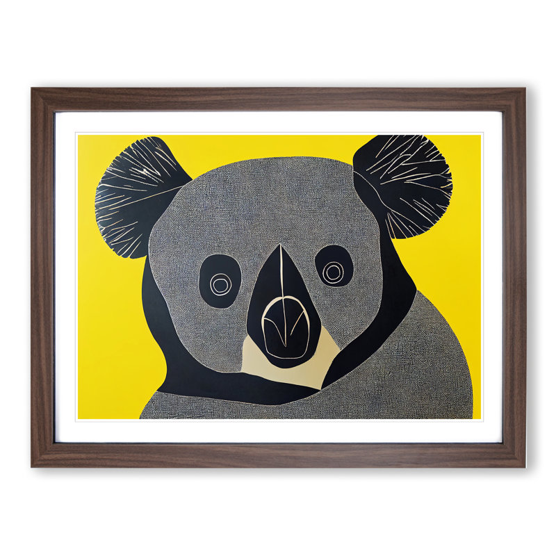An Abstract Koala Bear - Framed Print, 25cm H x 34cm W x 2cm D, Walnut