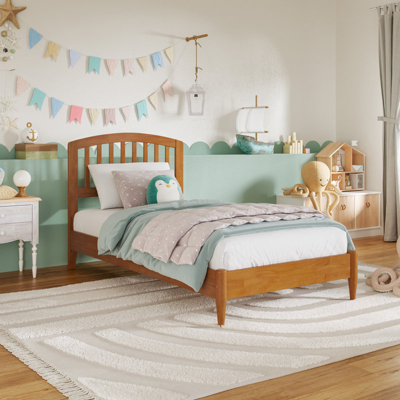 Lit plateforme en bois massif Audriel, Simple, Caramel clair